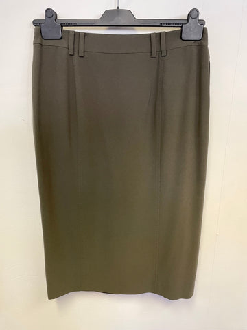 HOBBS OLIVE GREEN BUTTON DETAIL FRONT PENCIL SKIRT SIZE 12