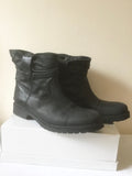 BUFFALO BLACK LEATHER ANKLE BOOTS SIZE 6/39