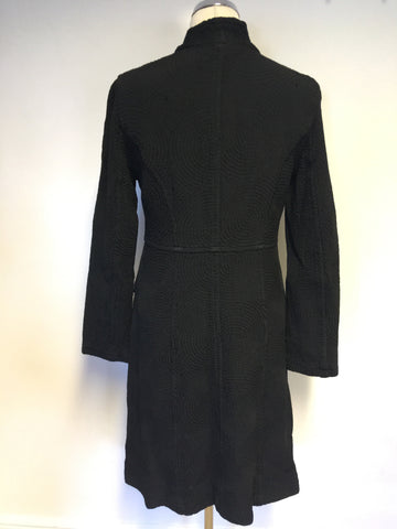 GHOST BLACK QUILTED DESIGN KNEE LENGTH COAT SIZE 12