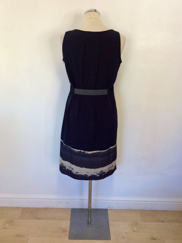 SIMPLY WANG BY VERA WANG NAVY BLUE & GREY TRIM DRESS SIZE 6 UK 10