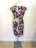 PHASE EIGHT MULTI COLOURED PRINT CAP SLEEVE FLORAL & BUTTERFLY PRINT DRESS SIZE 12