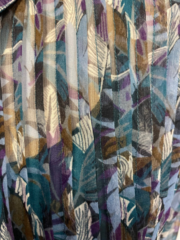 PENNY PLAIN TURQUOISE PRINT LONG SLEEVED BLOUSE & INNER CAMISOLE TOP SIZE 14