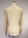AUSTIN REED NUDE SILK FRILL FRONT BLOUSE SIZE 12