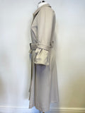 BURBERRY BEIGE WOOL & CASHMERE BLEND BELTED BELL CUFF COAT SIZE 8
