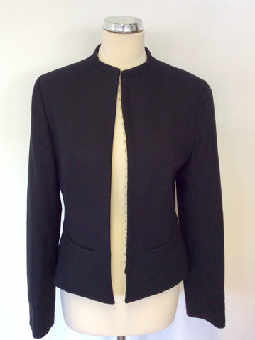 MULBERRY BLACK WOOL COLLARLESS JACKET SIZE 12