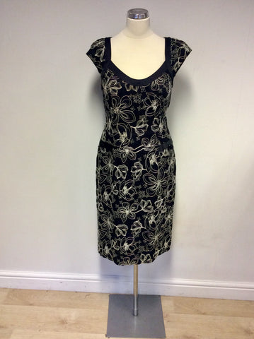 DUSK BLACK & WHITE EMBROIDERED SPECIAL OCCASION DRESS SIZE 14
