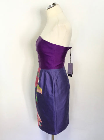 BRAND NEW COAST MULTI COLOURED STRAPLESS SPECIAL OCCASION BEE DRESS SIZE 8