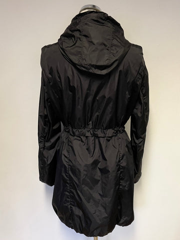MONCLER OMBRÉ GIUBBOTTO BLACK HOODED WATERPROOF TRENCH COAT SIZE M