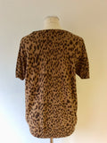 JAEGER BROWN LEOPARD PRINT SHORT SLEEVE JUMPER SIZE XL