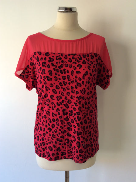 LIU JO HOT PINK & BLACK LEOPARD PRINT T SHIRT SIZE XS
