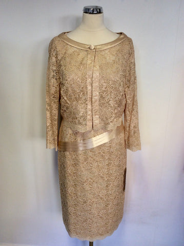 BRAND NEW DRESS CODE BY VEROMIA CHAMPAGNE LACE DRESS & JACKET SIZE 20