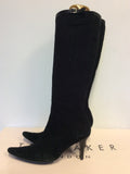 TED BAKER BANG BLACK SUEDE KNEE LENGTH BOOTS SIZE 5/38