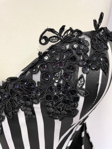 CATWALK COLLECTION BLACK & WHITE STRIPE CORSET TOP ONE SIZE