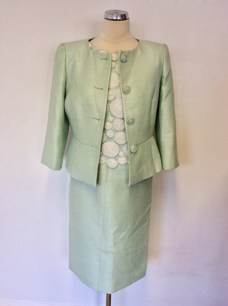 COUNTRY CASUALS LIGHT GREEN EMBROIDERED TOP DRESS & JACKET SUIT SIZE 18