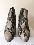 HOBBS BLACK & NEUTRAL SNAKESKIN LEATHER ANKLE BOOTS SIZE 7/40