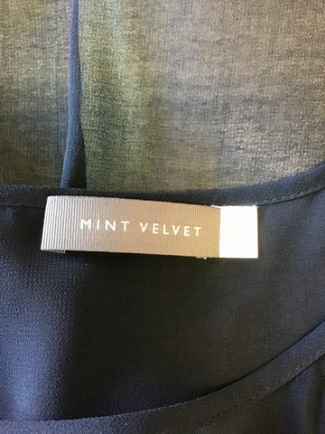 MINT VELVET NAVY BLUE & LEMON PRINT SHIFT DRESS SIZE 12