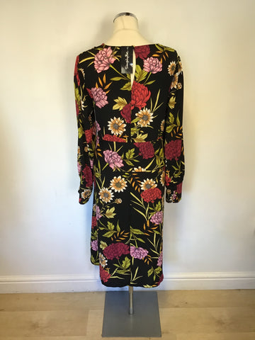 BRAND NEW SIMPLY BE MULTI COLOURED FLORAL PRINT LONG SLEEVE TIE BELT DRESS SIZE 16
