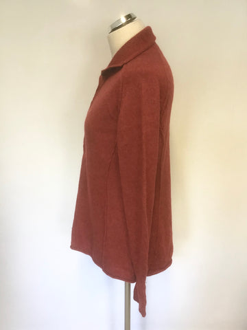 PERUVIAN CONNECTION RED 100% ROYAL ALPACA RED BUTTON NECK LONG SLEEVE JUMPER SIZE L