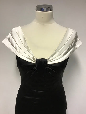 KAREN MILLEN BLACK & WHITE OFF SHOULDER SPECIAL OCCASION DRESS SIZE 10