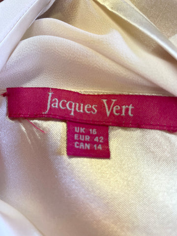 JACQUES VERT IVORY EMBELLISHED SLEEVELESS SPECIAL OCCASION DRESS SIZE 16