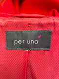 PER UNA RED WOOL BLEND KNEE LENGTH BELTED COAT SIZE M