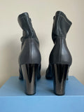 MARKS & SPENCER AUTOGRAPH DARK GREY LEATHER PEWTER BLOCK HEEL ANKLE BOOTS  SIZE 8/42