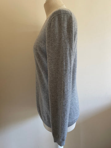 PURE COLLECTION 100% CASHMERE GREY LONG SLEEVED JUMPER SIZE 14