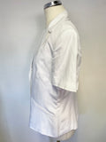 PRECIS PETITE WHITE LINEN BLEND SHORT SLEEVED FITTED JACKET SIZE 14