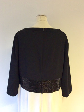 GINA BACCONI BLACK & WHITE SEQUINNED TRIM SPECIAL OCCASION DRESS SIZE 20