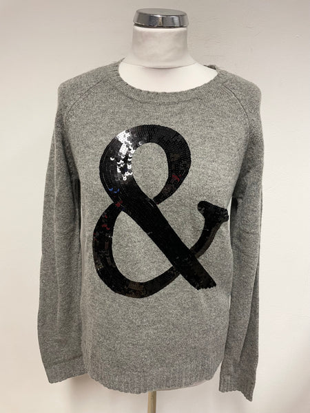 GHARANI STROK GREY WITH BLACK SEQUINNED & TO FRONT JUMPER SIZE 14