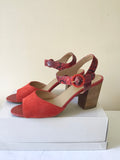 BRAND NEW GEOX RESPIRA RED SUEDE & LEATHER SNAKESKIN ANKLE STRAP SANDALS SIZE 7/40