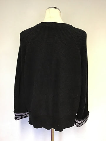 KENZO BLACK COTTON & WOOL BLEND JUMPER SIZE M