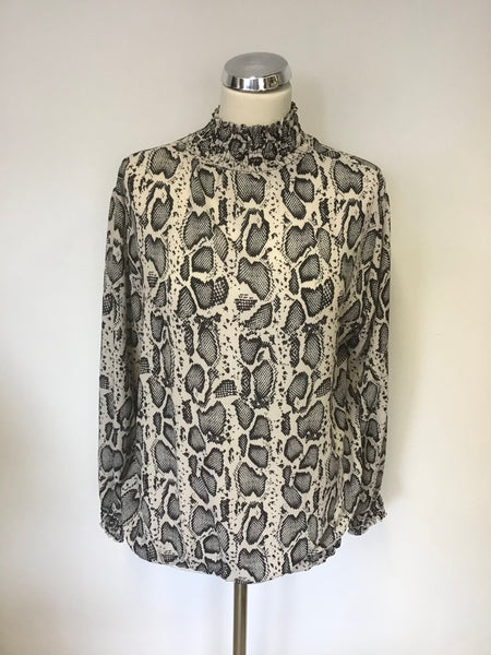 BRAND NEW MODA BLACK & CREAM SNAKESKIN PRINT TOP ONE SIZE FIT UK 14/16