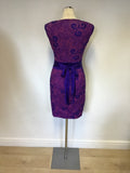 KAREN MILLEN PURPLE EMBROIDERED PENCIL DRESS SIZE 8