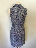 HOBBS IVORY WITH BLUE,GREEN & PINK FLORAL PRINT SLEEVELESS DRESS SIZE 8
