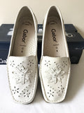 BRAND NEW IN BOX GABOR COMFORT WHITE LEATHER EMBELLISHED LOAFERS SIZE 6/39 G