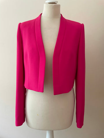 HOBBS PINK EDGE TO EDGE LONG SLEEVE CROP JACKET SIZE 12