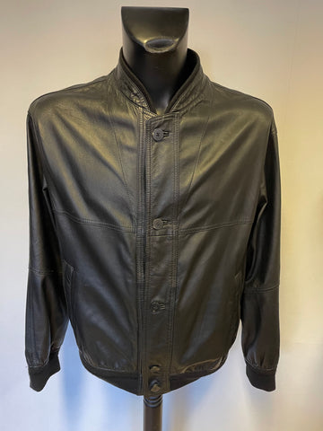 KAPRAUN BLACK LEATHER LIGHTWEIGHT BOMBER JACKET SIZE XL