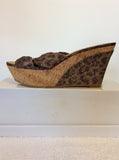 BRAND NEW GUESS BRONZE LEOPARD PRINT SPARKLE WEDGE HEEL MULES SIZE 6/39