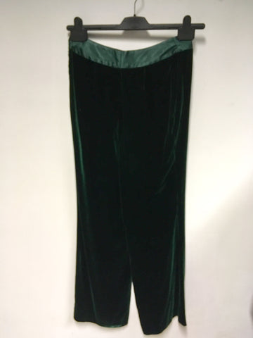 PRÉCIS PETITE EMERALD GREEN VELVET JACKET & TROUSER SUIT SIZE 8