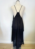 MINT VELVET BLACK & SILVER TRIM LOOSE FIT STRAPPY DRESS SIZE 12