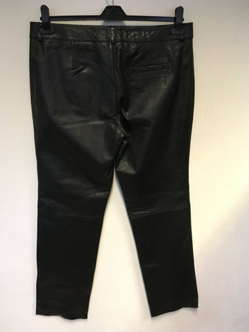 BRAND NEW MARKS & SPENCER LUXURY BLACK LEATHER TROUSERS SIZE 16