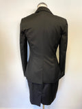 TED BAKER BLACK WOOL BLEND TAILORED JACKET & MATCHING PENCIL DRESS SIZE 2 UK 10