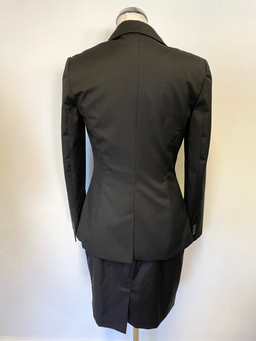 TED BAKER BLACK WOOL BLEND TAILORED JACKET & MATCHING PENCIL DRESS SIZE 2 UK 10