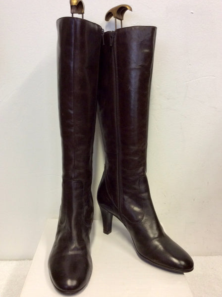 BRAND NEW JANE SHILTON DARK BROWN LEATHER KNEE LENGTHBOOTS SIZE 5/38