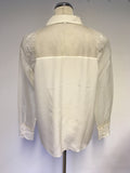 HOBBS INVITATION IVORY SILK & EMBROIDERED PART SHEER BLOUSE SIZE 14