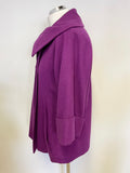 PER UNA MAGENTA WOOL BLEND 3/4 SLEEVE COLLARED JACKET SIZE 10