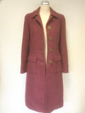 BODEN CRANBERRY PINK WOOL BLEND COAT SIZE 10