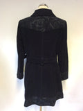 PER UNA BLACK EMBOSSED FLORAL PRINT BELTED COAT SIZE 16