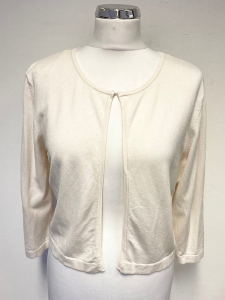 PHASE EIGHT CREAM WITH CONTRAST BACK 3/4 SLEEVE SHORT CARDIGAN SIZE 16